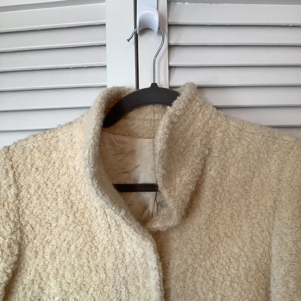Vintage wool boucle coat cream nubby XS women's The American Way with Wool - Picture 4 of 10